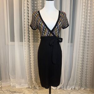 Missoni Black and Multicolor Striped Midi Dress